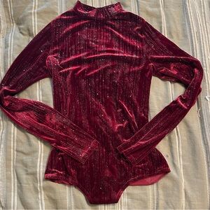 Discovery Red Velvet Bodysuit with Glitter Details